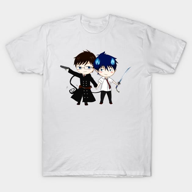 Rin & Yukio Chibi! T-Shirt by Nayuki911